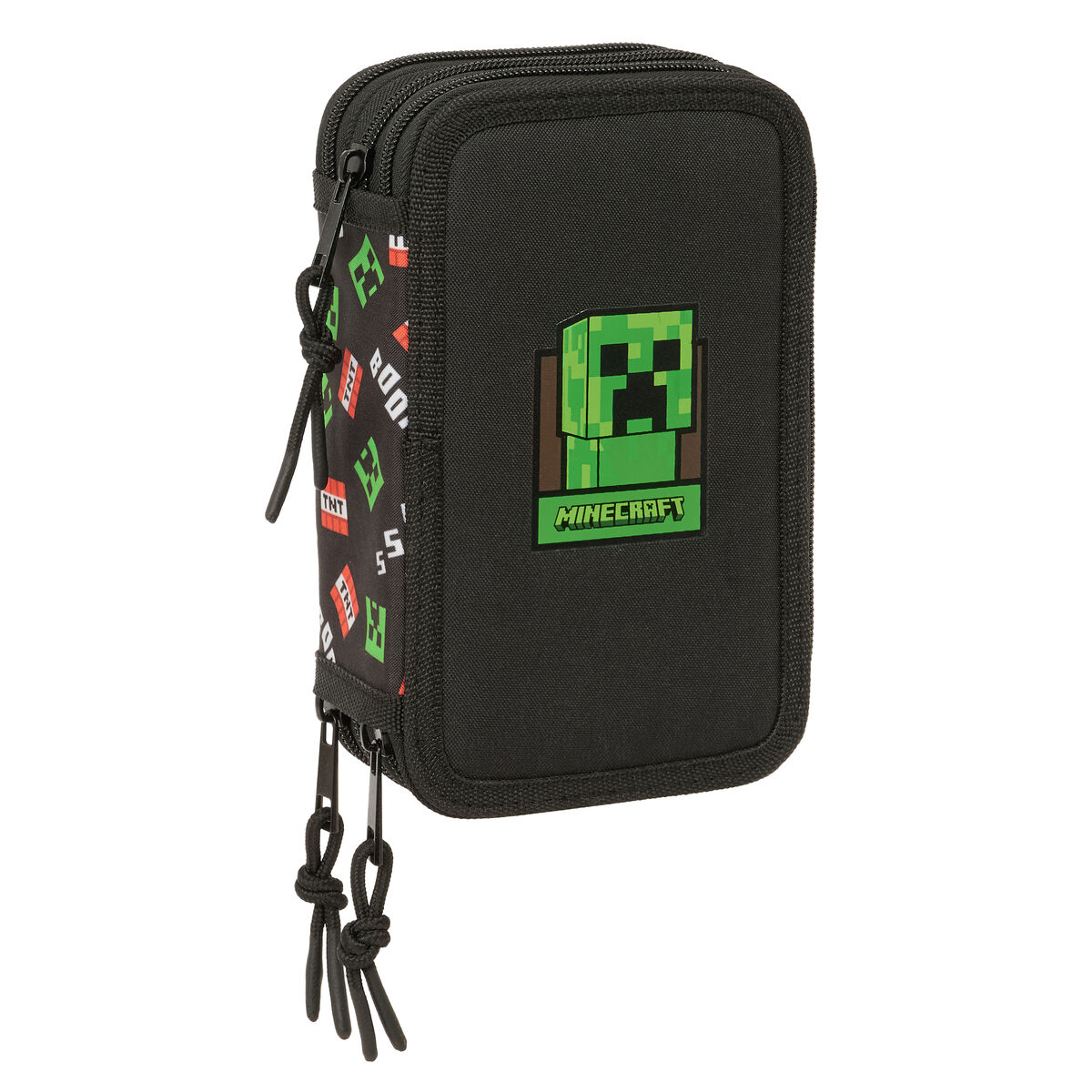 Triple Pencil Case Minecraft Black 12,5 x 19,5 x 5,5 cm 37 Pieces
