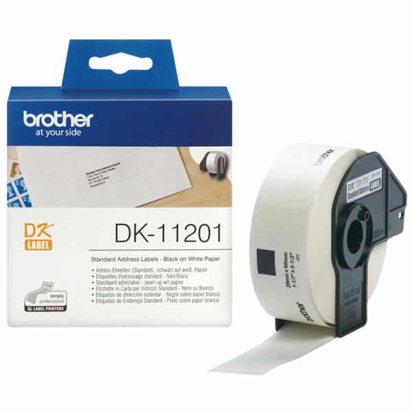 Printer Labels Brother DK11201 29 x 90 mm Black White